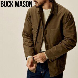 BUCK MASON Dry Waxed Canvas Highland Jacket Chore Coat Cord Collar $348 Size Med